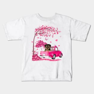 Valentine's Day Love Pickup Truck Yorkipoo Kids T-Shirt